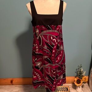 INC MOD RETRO Sleeveless Dress. Black Empire Bib Semi Fitted A-line Size 8